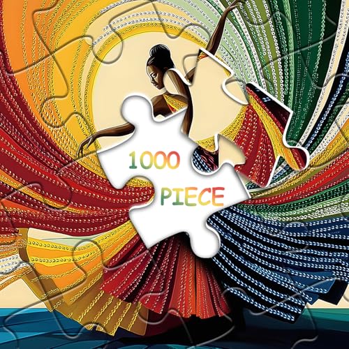 Impossible Puzzles for Adults 1000 Pieces, PICKFORU Dancing Girl with Colorful Diamond Themed Puzzle, Elegant Lady Rainbow Gradient Aesthetic Art Jigsaw Puzzle, Hard Challenging for Adults by PICKFORU - Used condition - Image 8