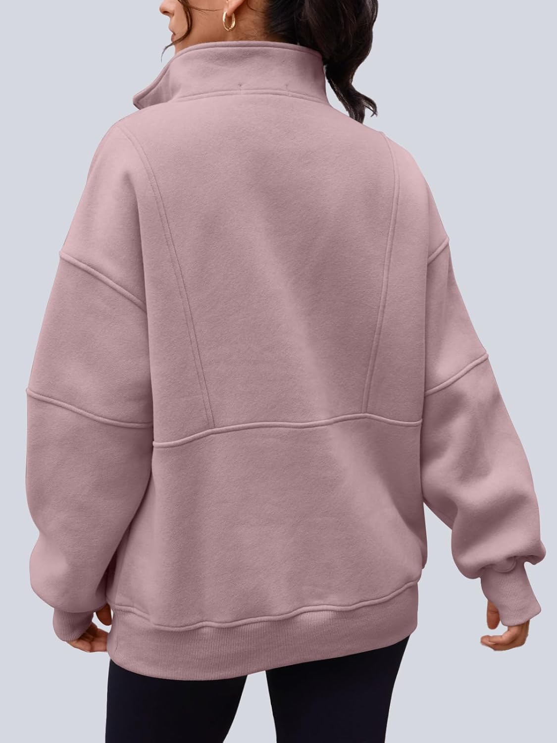 AUTOMET Womens Quarter Zip Oversized Sweatshirts Teen Fleece Pullover Hoodies 2026 Mock Neck Sweater Fall Workout Jacket - Image 3