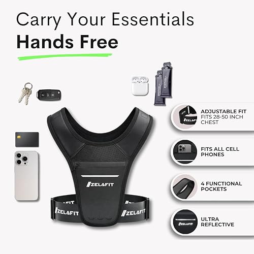 Vista 2 de ZelaFit™ Chaleco de correr para mujeres y hombres, soporte para teléfono de correr – perfecto para equipo de correr, accesorios de correr, artículos