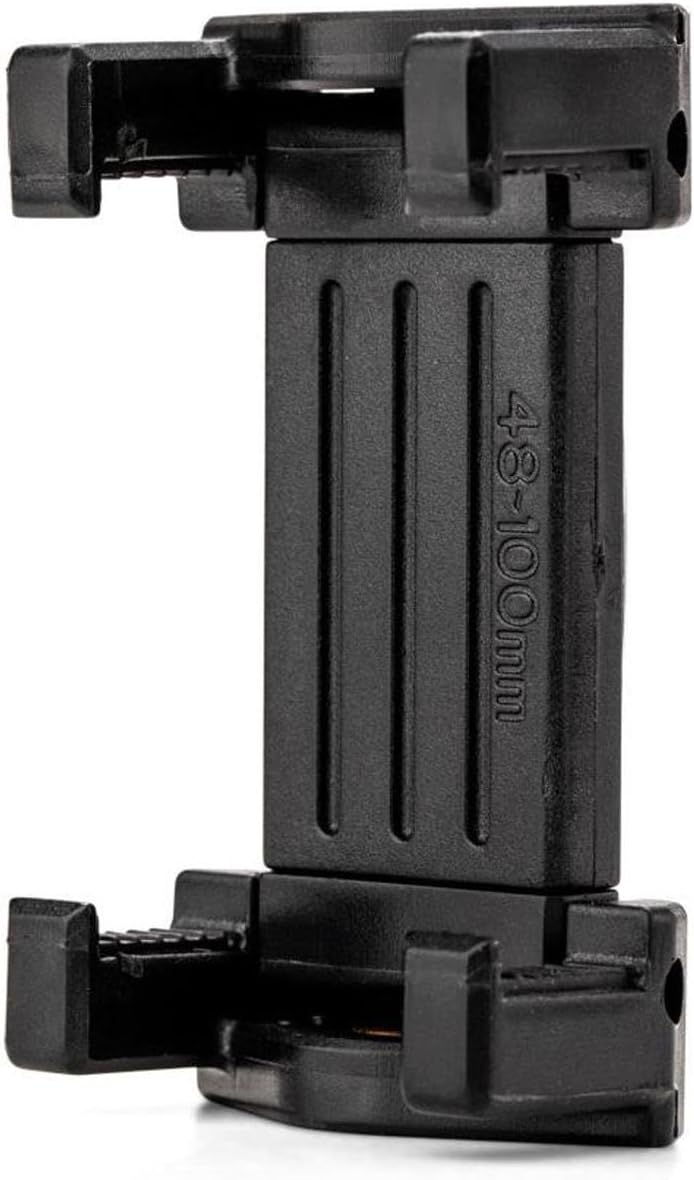 Close-up of the Benro BK15 smartphone clamp showing the 48-100mm measurement.