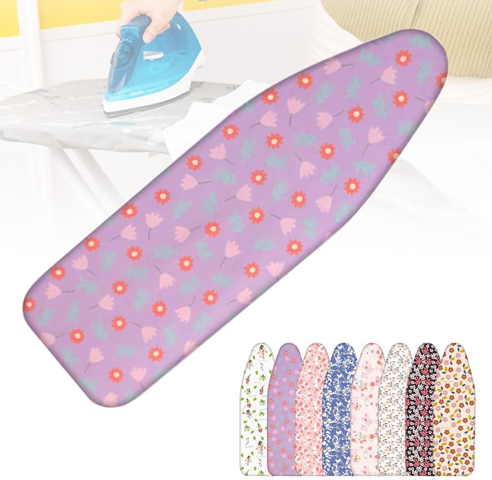 Cotton Iron Board Cover 36x12 39x13 43x13 48x15in Tabletop Ironing Board Cover and Pad Adjustable Ironing Board Cover Adjustable Heat Insulation(Purple,43x13in(110x33cm))