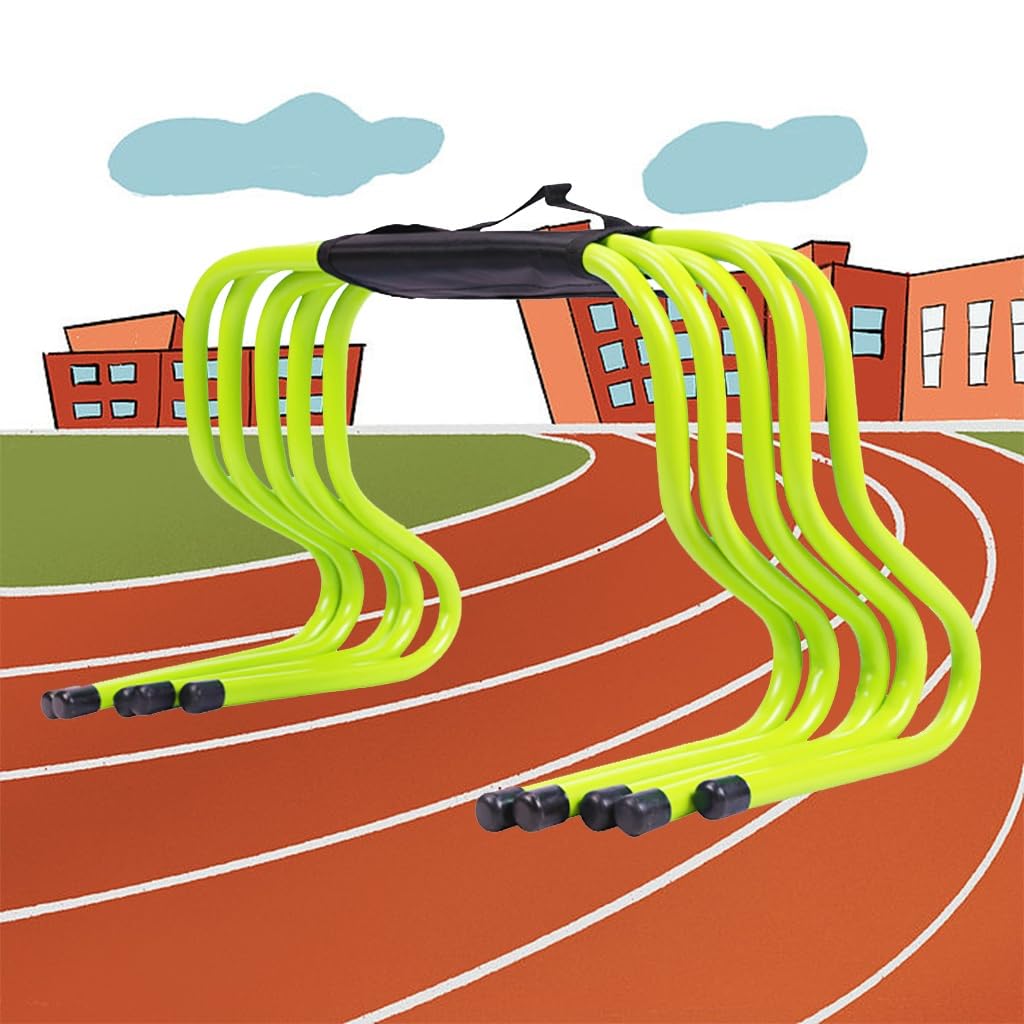 Ostacoli Allenamento Calcio, Pacchetto di 5pcs Ostacoli di velocità, 15cm/ 23cm/ 30cm/ 40cm/ 50cm Sports Forza Agilità Ostacoli(Green,30cm)