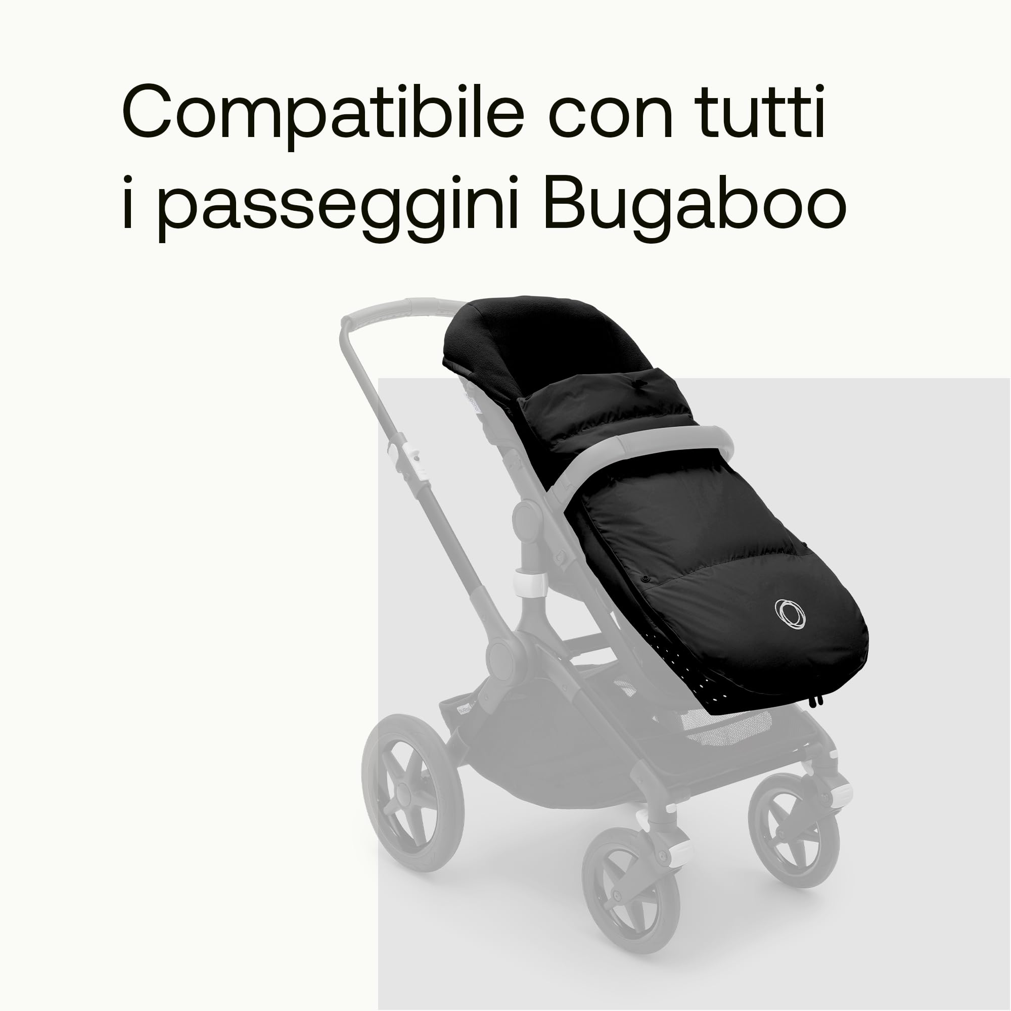 Bugaboo Sacco a Pelo Performance Invernale, Accessorio Essenziale per il Passeggino con Cappuccio, Poggiapiedi e Cerniera Bi-direzionale, Caldo e Confortevole, in Midnight Black