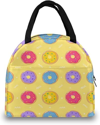 Miniatura 3 de Bright Donuts Lunch Tote Bag for Women Adult Men Yellow Insulated Lunch Box Small Leakproof Cute Lunchbox Cooler Bag Reusable Lunch Bag for Work