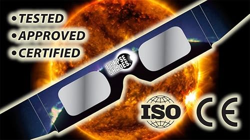 Miniatura 7 de Rainbow Symphony Gafas solares Eclipse, certificadas CE e ISO, seguras para la visión solar directa, fabricadas en Estados Unidos, azul y negro,