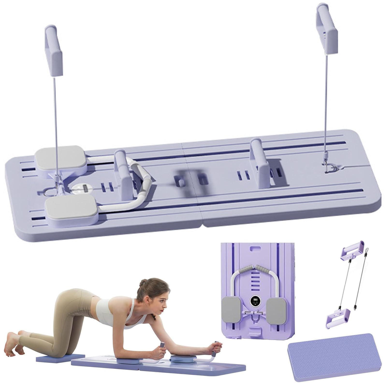 Ab Roller Wheel Trener Deska Push-Up Board Wielofunkcyjna Automatyczna Rebound Roller Core Training Domowa maszyna do ćwiczeń z podparciem łokcia (fioletowy)