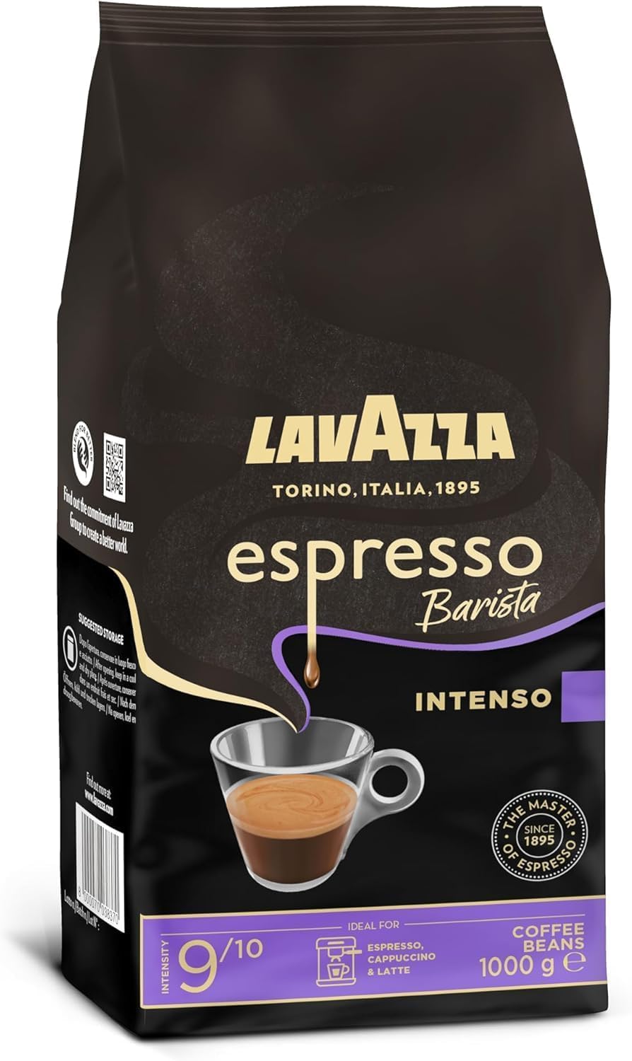 Lavazza, Espresso Barista Intenso, ganze Arabica und Robusta Kaffeebohnen, mit Kakao- und Holzaromen, für einen intensiven Kaffee, Intensität 9/10, mittlere Röstung, 4 kg