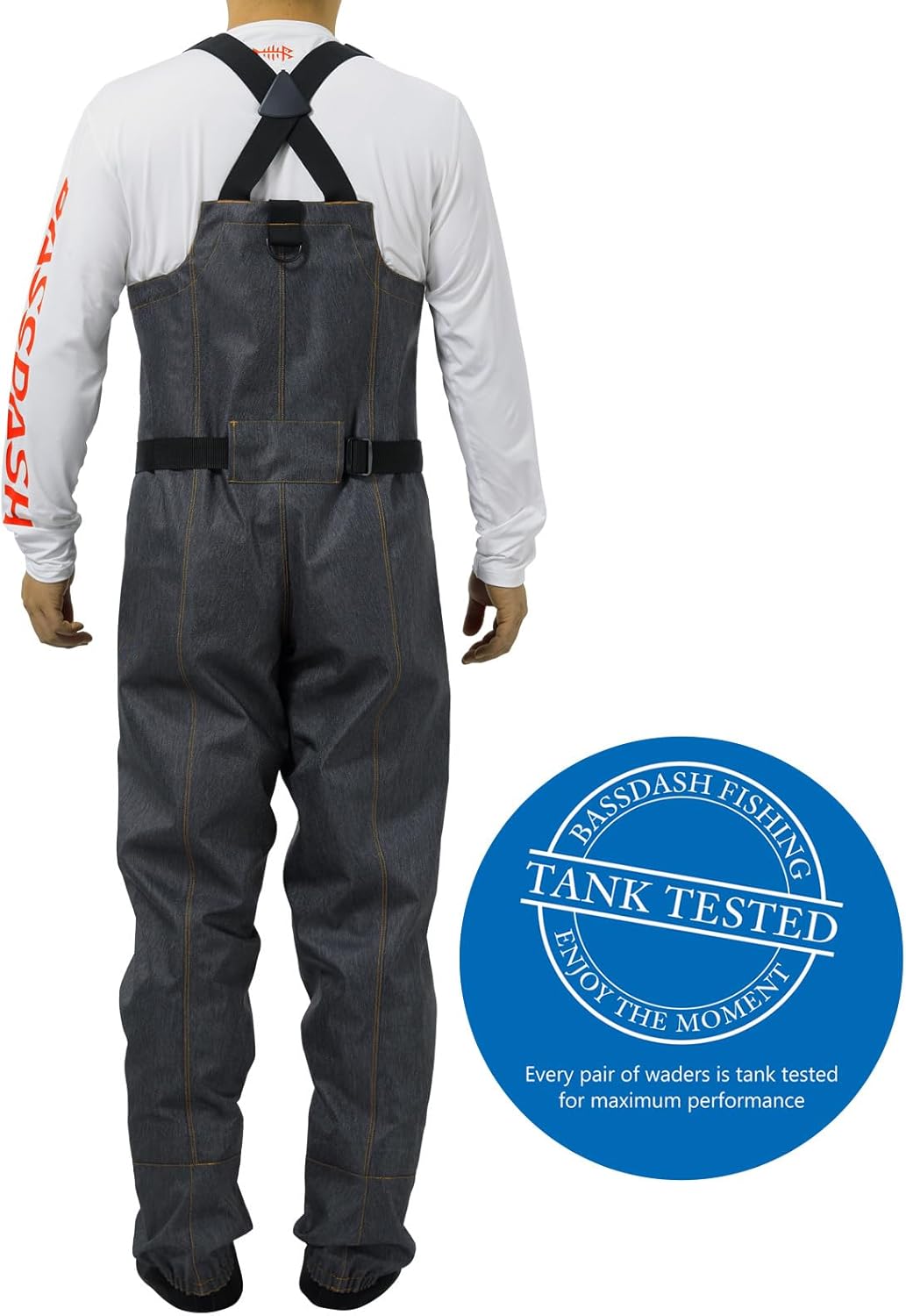 BASSDASH Men’s Denim Breathable Chest Waders Waterproof Durable Lightweight Stocking Foot for Fishing Hunting ATV Riding - Image 2