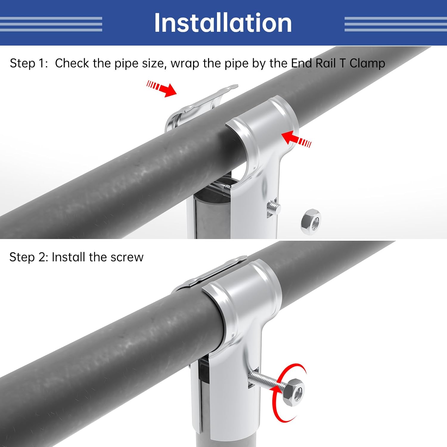 12 Pcs End Rail Clamps 1-3/8", T Pipe Clamp for 1-3/8" OD Pipe Chain Link Fence End Rail T Clamp Panel T Clamps Chain Link Fence Parts