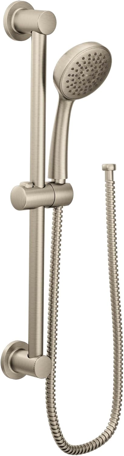 moen eco-performance brushed nickel detachable handheld shower head with 24-inch slide bar and 69-inch hose, 3868epbn
