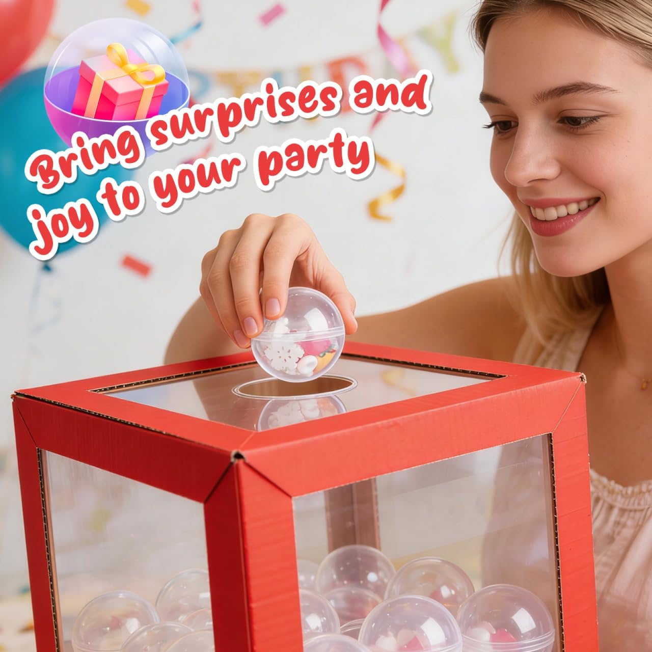 BESPORTBLE 50Pcs Clear Vending Machine Capsules 1.77 Inch Empty Gumball Machine Containers Transparent Plastic Round Balls for Toy Prizes Candy and Easter Party Favors DIY Crafts
