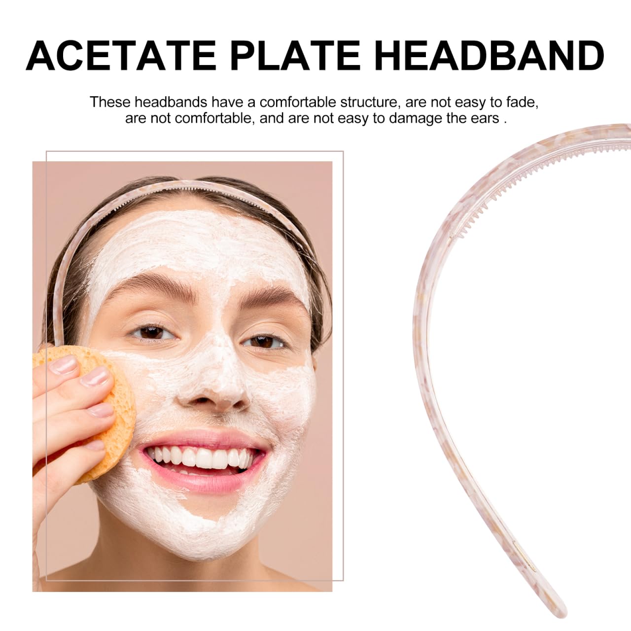 Uonlytech Acetate Tortoiseshell Hairband with Teeth Non-Slip Shower Headband for Face Washing Stylish Hair Accessories for Women and Girls 5.5 X 4.9 in - Image 9