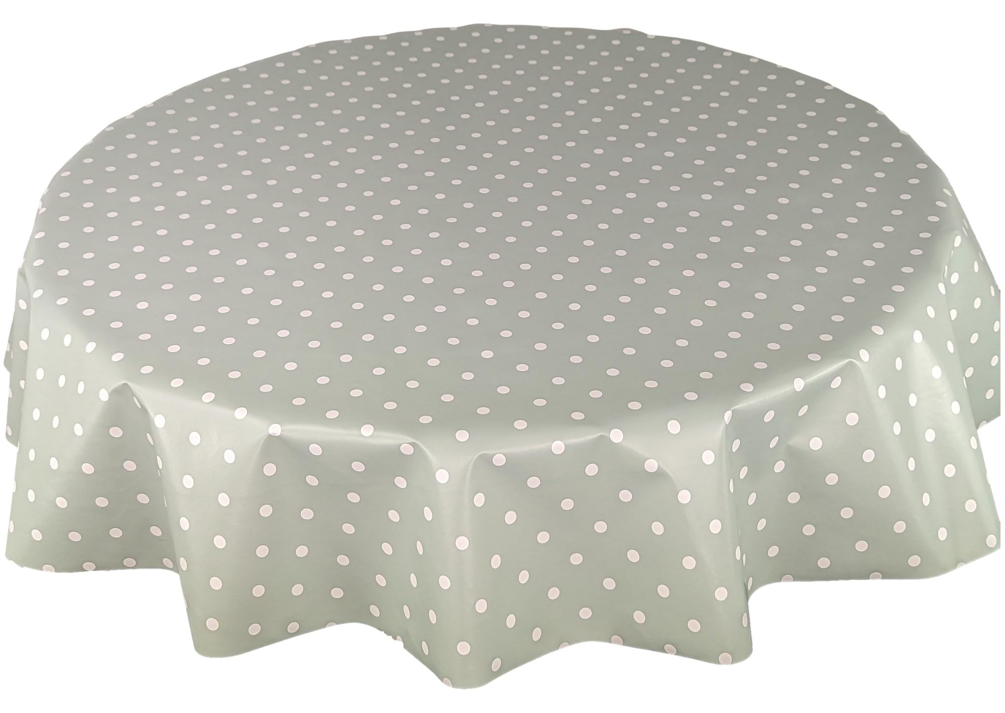 Karina Home Duck Egg Green Dotty PVC Wipe Clean Tablecloth (Round 138cm)