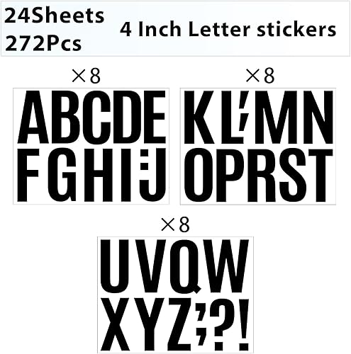 Miniatura 8 de 272 piezas de 24 hojas de calcomanías de letras grandes, letras de tablero de anuncios de 4 pulgadas, letras adhesivas de vinilo para tablones de