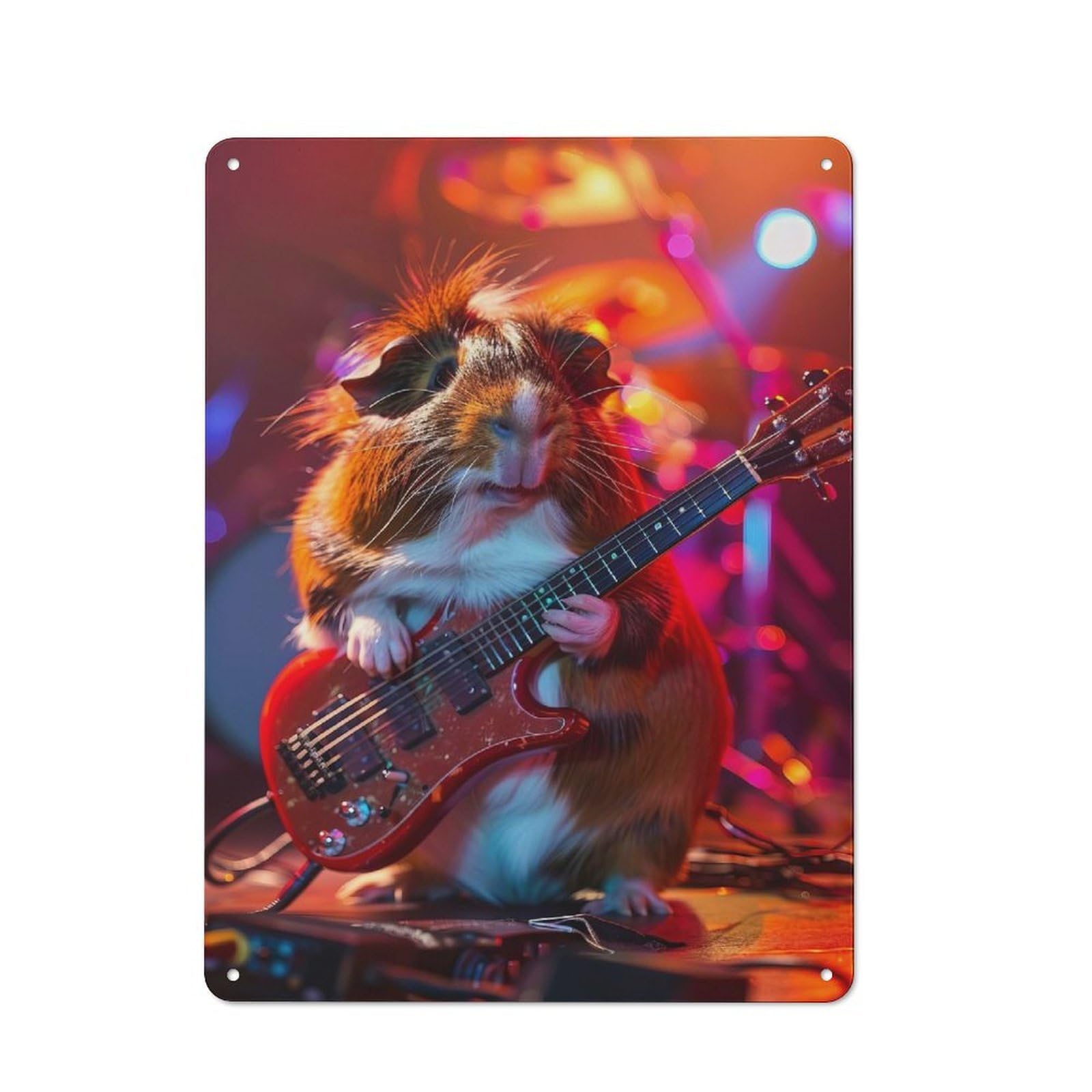 Junmoney Style-19 Tin Wall Plaque 40X30cm With Guinea Pig Rock For Hallway Wall, A Decorative Metal Sign For Hallways And Entrance Areas