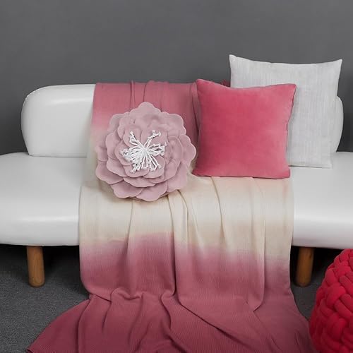 Miniatura 6 de JWH Funda de almohada hecha a mano con diseño de flores y rayas blancas, funda de almohada decorativa redonda estéreo para cama, sofá, dormitorio,