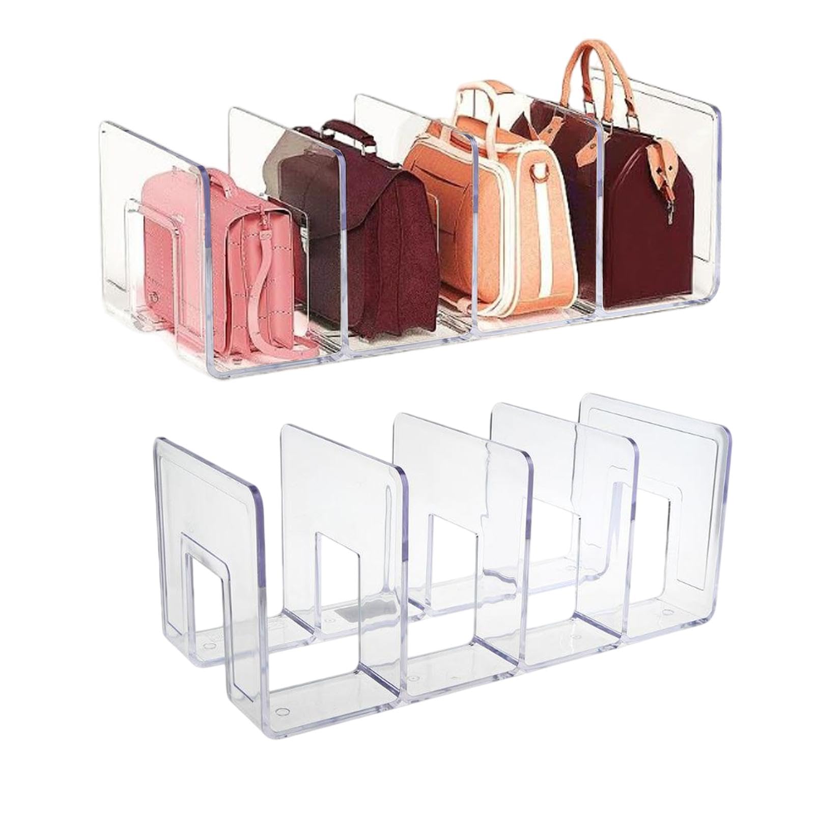 Organisateur de sac à main transparent lot de 2 séparateurs d'étagère pour dressing