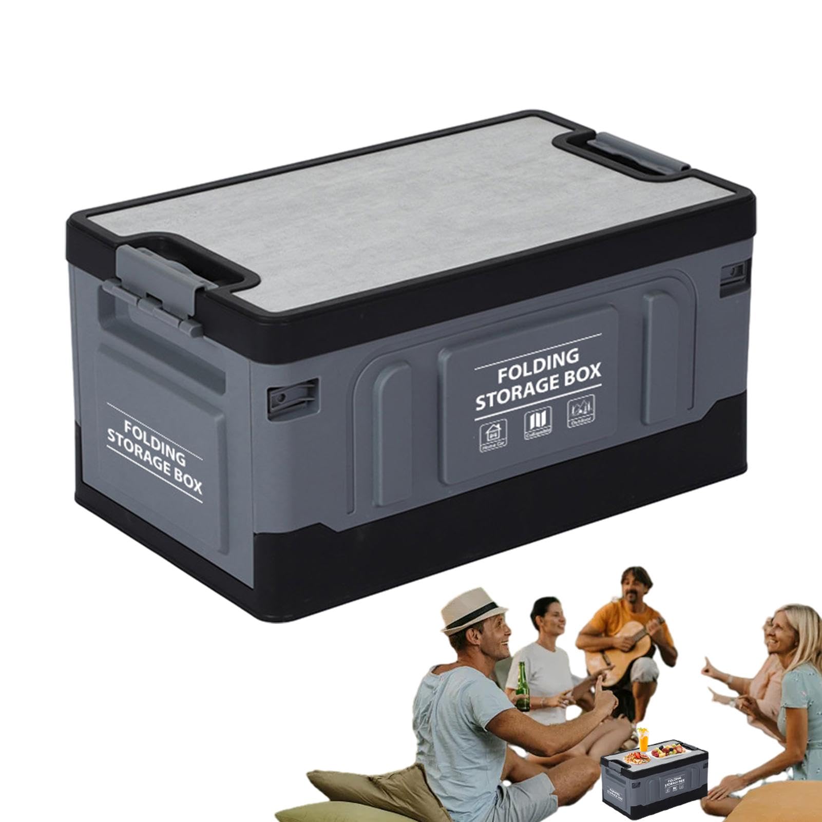 Caja de almacenamiento plegable para maletero, organizador de maletero, 60 L, impermeable, maletín plegable | Maletín de almacenamiento para viajes por carretera para herramientas de camping, ropa, | 60 L, impermeable, maletín plegable | Maletín de almace