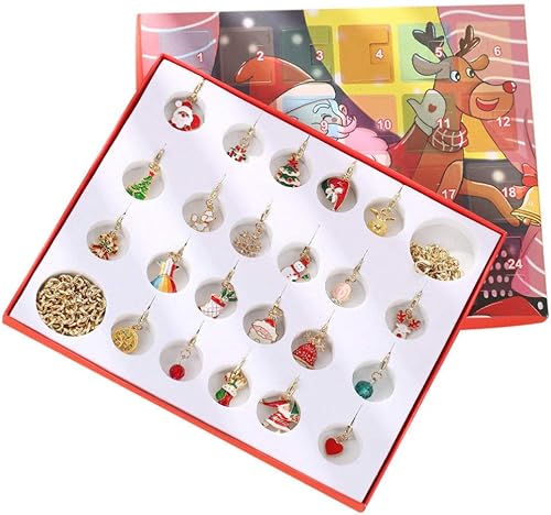 PRETYZOOM Calendario de Adviento de Navidad, caja de joyería de Navidad, pulsera de dije de joyería, calendario de adviento, joyería de cuenta