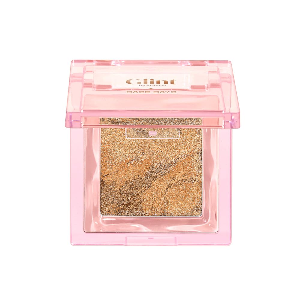 Glint Marble Highlighter (Solei Moon, 0.08oz) - Korean Makeup. Inspired Baked for Smooth, Radiant Glow, Long-Lasting Wear. Enriched with Micro Pearl Particles