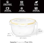 Starfrit LocknLock Easy Match Plastic Round Container - 71oz/2.1L - Airtight, Leakproof & Nestable - 4-Sided Locking Lid