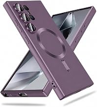 DIZORO Samsung S24 Ultra Case, Compatible with MagSafe Back Cover, Matte Luxury Metallic Luster Flexible TPU Wireless Charging Shockproof Case with Camera Protector - Deep