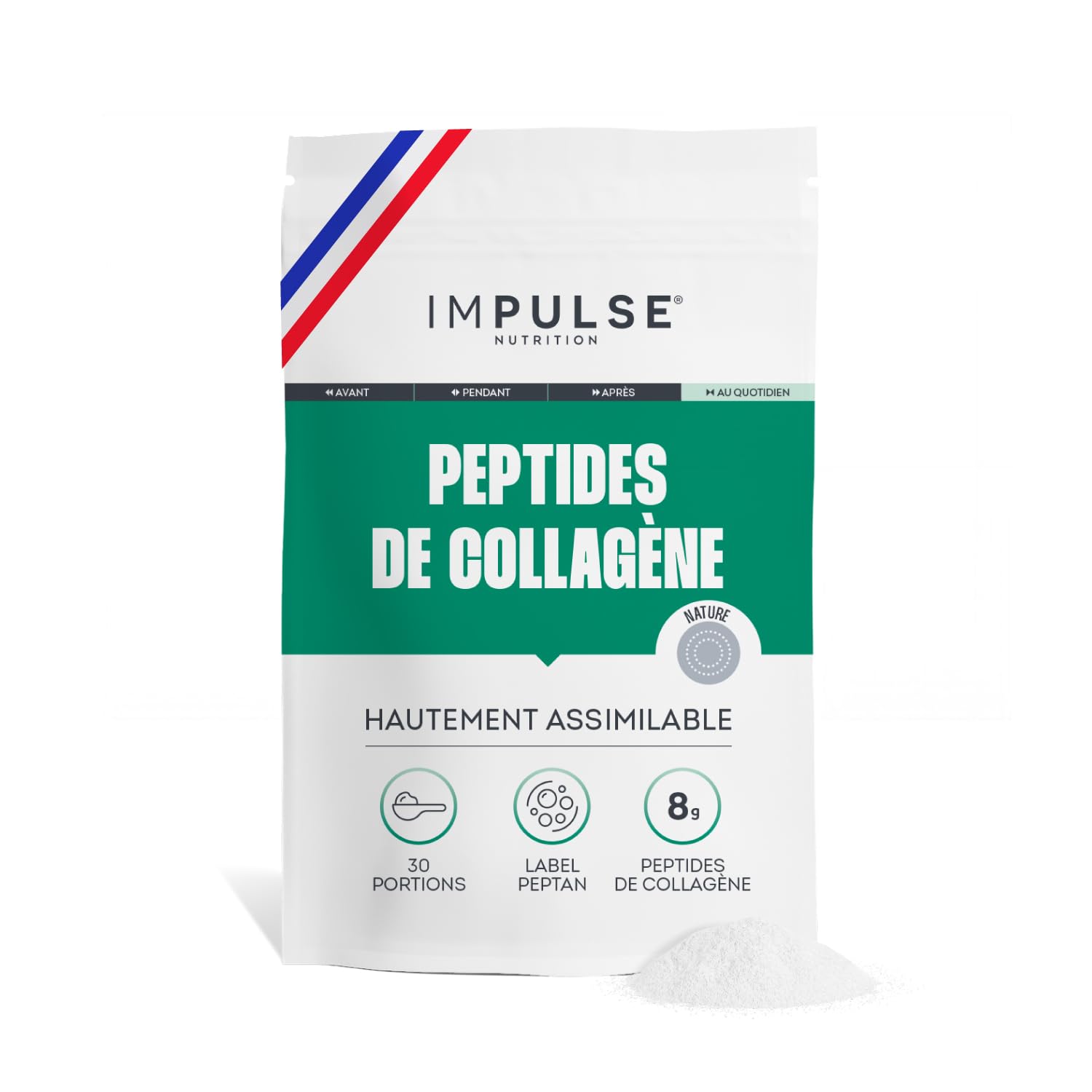 Impulse Nutrition - Peptides de Collagène Peptan 300g - Complément alimentaire sport avec Collagène Bovin - Articulations, Récupération, Peau & Tonicité - Goût Neutre - Fabriqué en France
