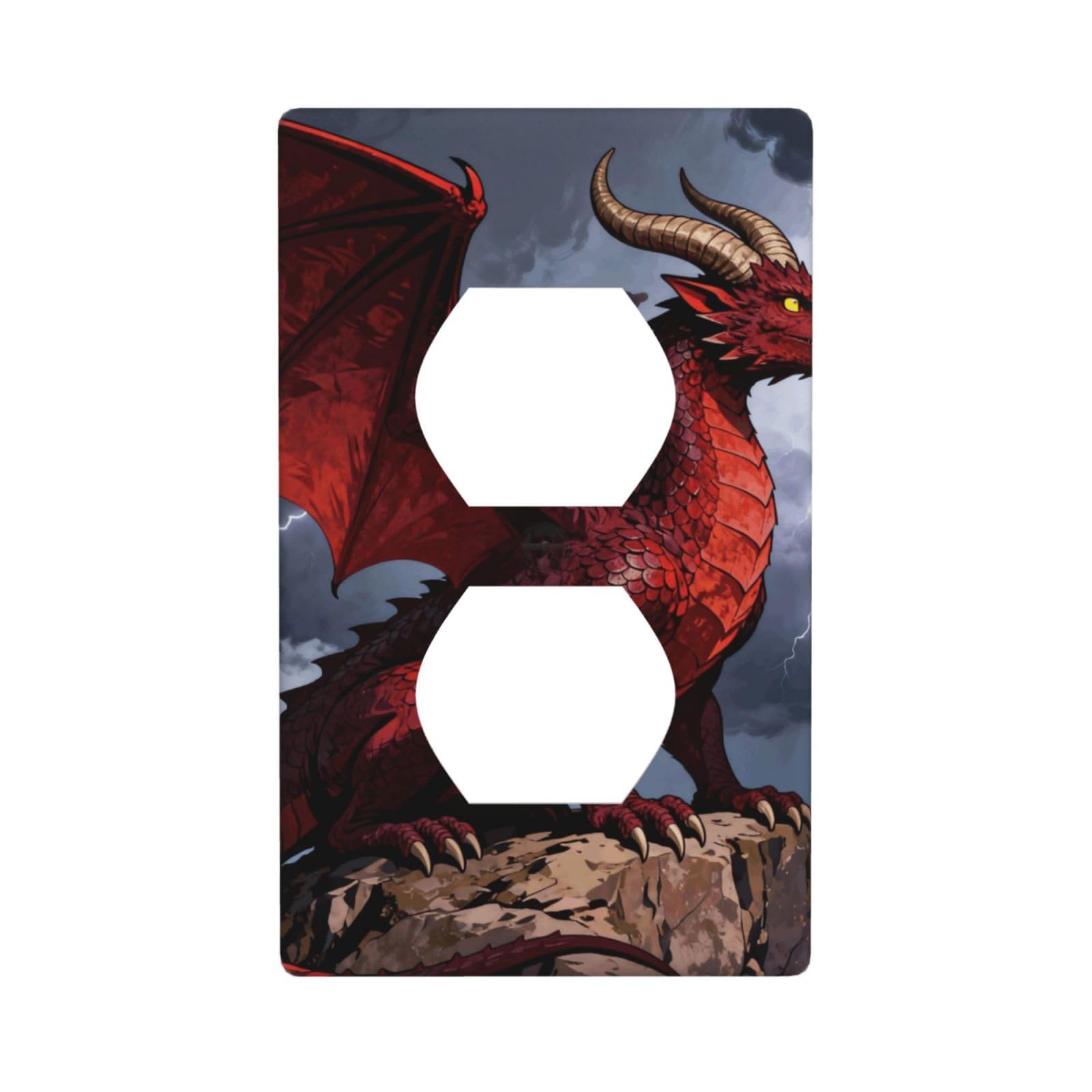 Red Dragon Pattern Unbreakable Polycarbonate Switch Plate-1 Gang Screwless Wall Plate for Home Office