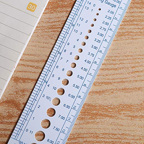 RAYNAG Knitting Needle Gauge Measuring Tool, Ruler & Stitch Gauge Window, Durable Sizer 5 Pack