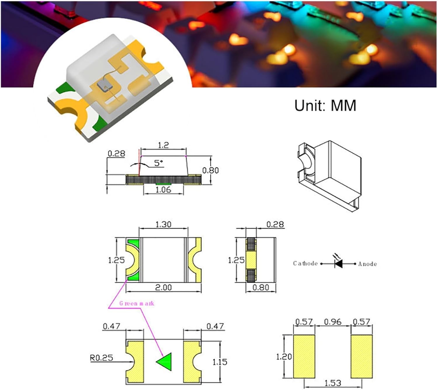MeLphi 10 PCS 0805 SMD LED Light Emitting Diodes Surface Mount Chip Kit Super Bright Lighting Bulb Lamp Electronics Component Diode (Color : Warm White)
