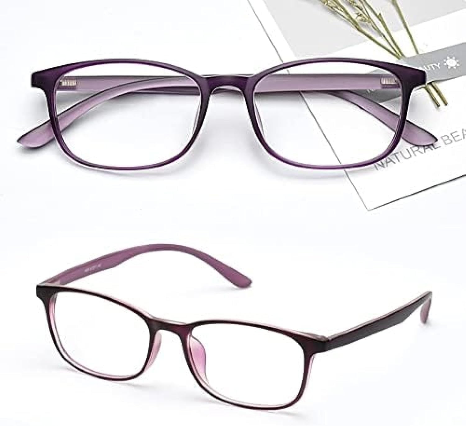 Okulary Do Czytania Dla Kobiet, Okulary Przeciwzmęczeniowe, Anty-uv, Okulary Prezbiopii, Okulary Fotochromowe, Okulary Wieloogniskowe, Okulary Do Czytania, Prostokątne Oprawki, Purple, 2.5