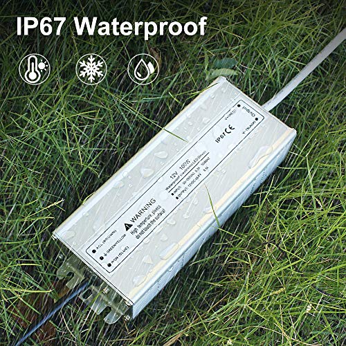 Lightingwill Led Driver 100 Watts Waterproof Ip67 Power Supply Transformer, 90-265V Ac To 12V Dc Low Voltage Output, Adapter With 3-Prong Plug 3.3 Feet Cable For Outdoor Use, Computer Project #TOP4
