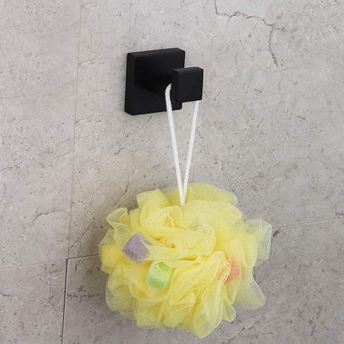 Miniatura 7 de GERZWY Gancho para ropa de baño, color negro mate, SUS 304, de acero inoxidable, para toallabata, para baño, estilo moderno, montado en la pared,