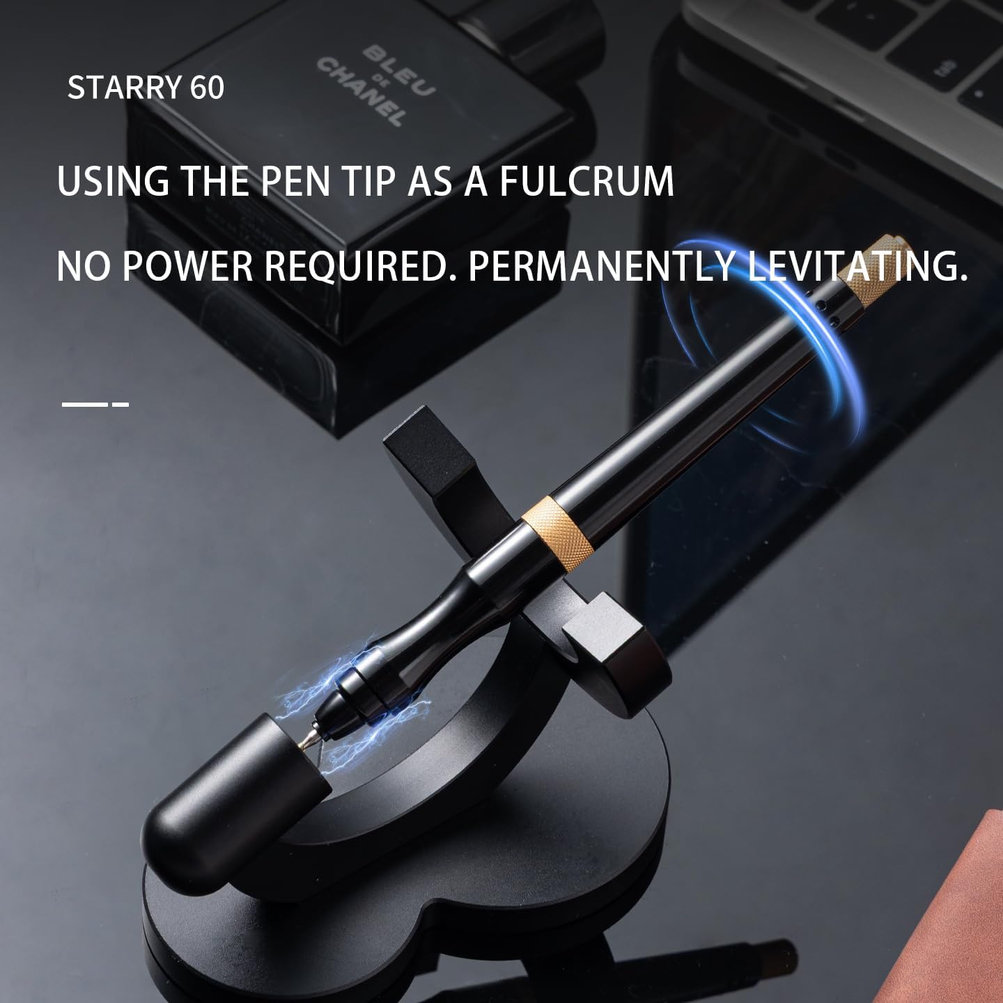 Magnetic Levitation Pen Starry 60, Floating Futuristic Design,Birthday Gift for Boyfriend,Boss,Desk Decor (Black)