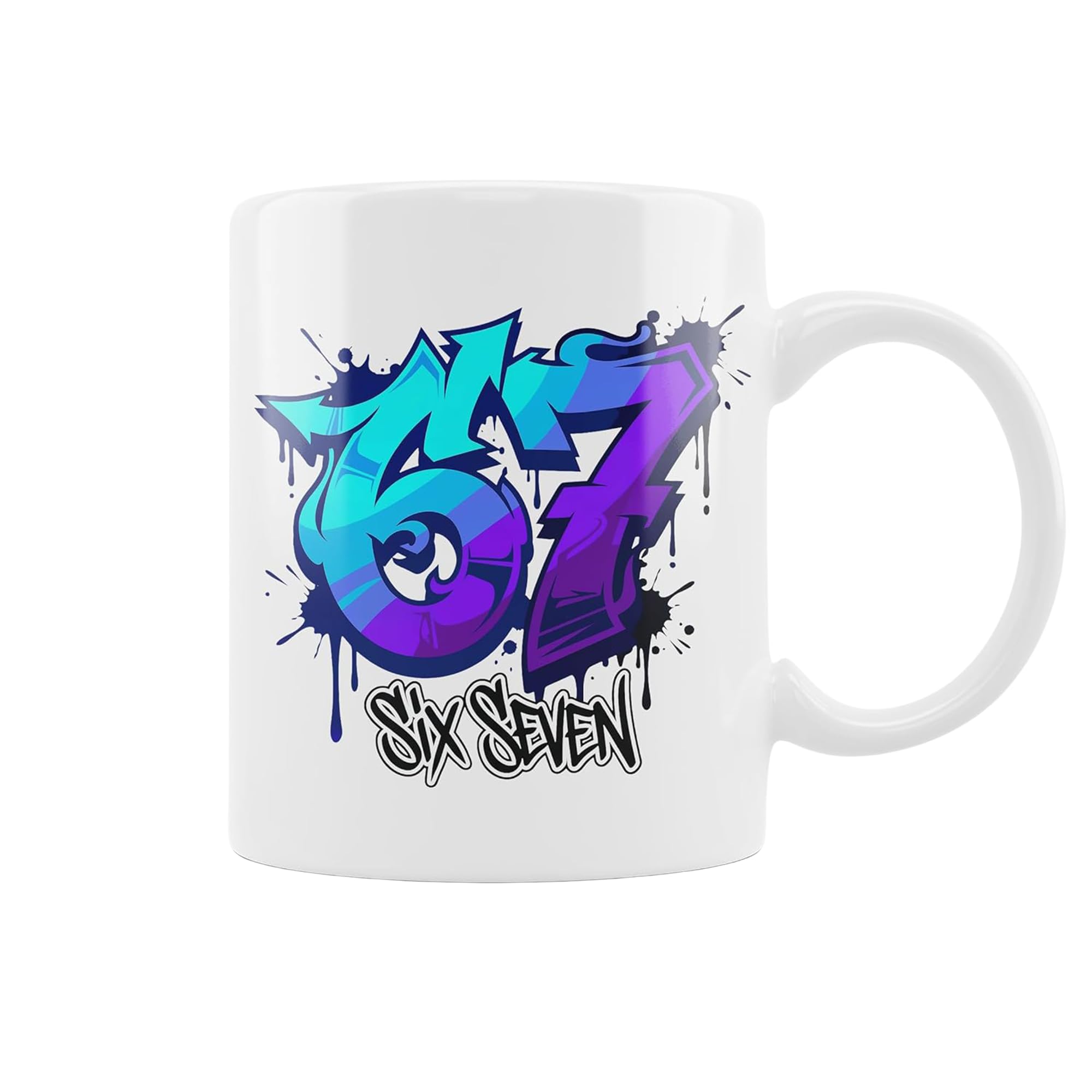 VIROSA 67 SixSeven Meme Mug โ Funny 11oz Ceramic Coffee Cup | Hilarious Novelty Gift for Friends, Coworkers, Secret Santa, Birthday, Xmas & Office Banter