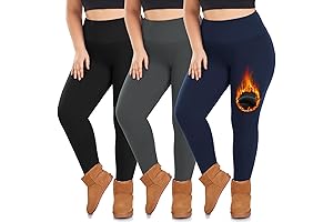 3 Pack Plus Size Fleece Lined Leggings Women