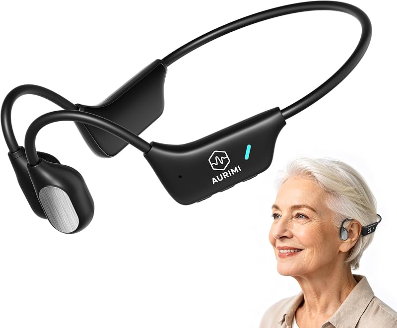 Aurimi Bone Conduction Hearing Amplifier, Open Ear Amplifier for Seniors | Lightweight 25g Wearable Sound Enhancement Device, 10H Battery, One Button Control for Clear Conversations