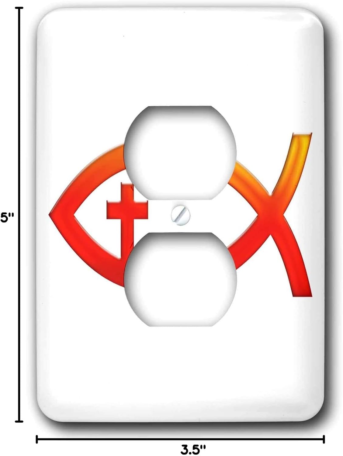 3dRose lsp_41752_6 Christian Fish Symbol with Cross (Red) 2 Plug Outlet Cover