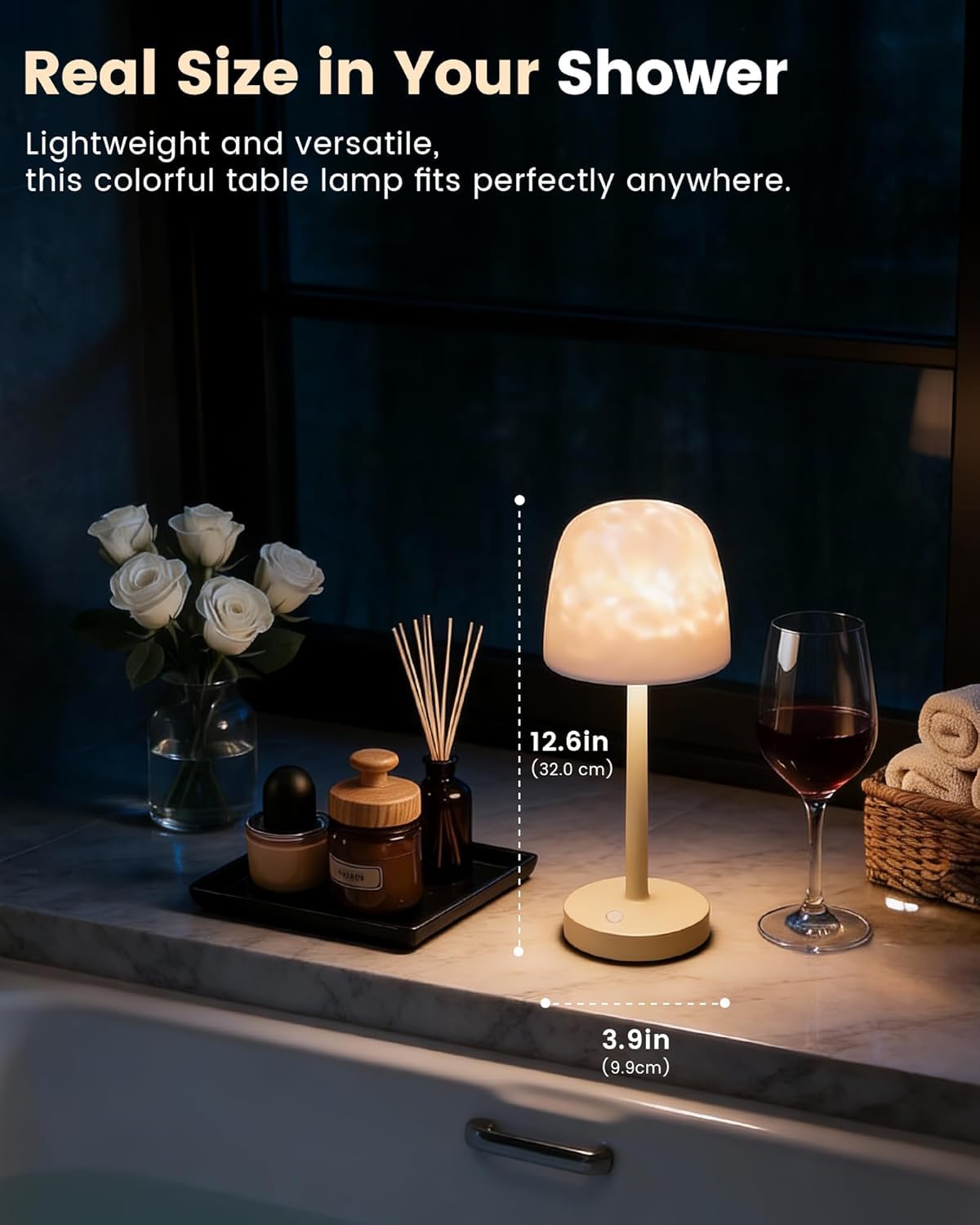 Umikk LED Duschlampe Wasserdicht, 16 Farben Dimmbar Ocean Lamp, Drahtlos Wiederaufladbare Badezimmer Lichtprojektor mit Touch & Fernbedienung für Badezimmerbeleuchtung Schmücken