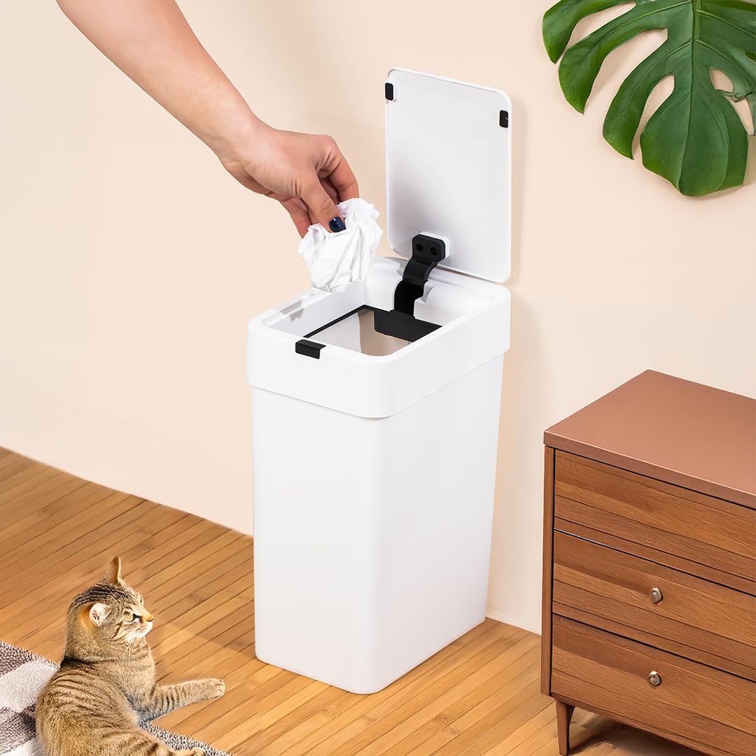 Porsima Me-06 Hareket Sensörlü 9lt Sessiz Banyo Mutfak Çöp Kovası Beyaz