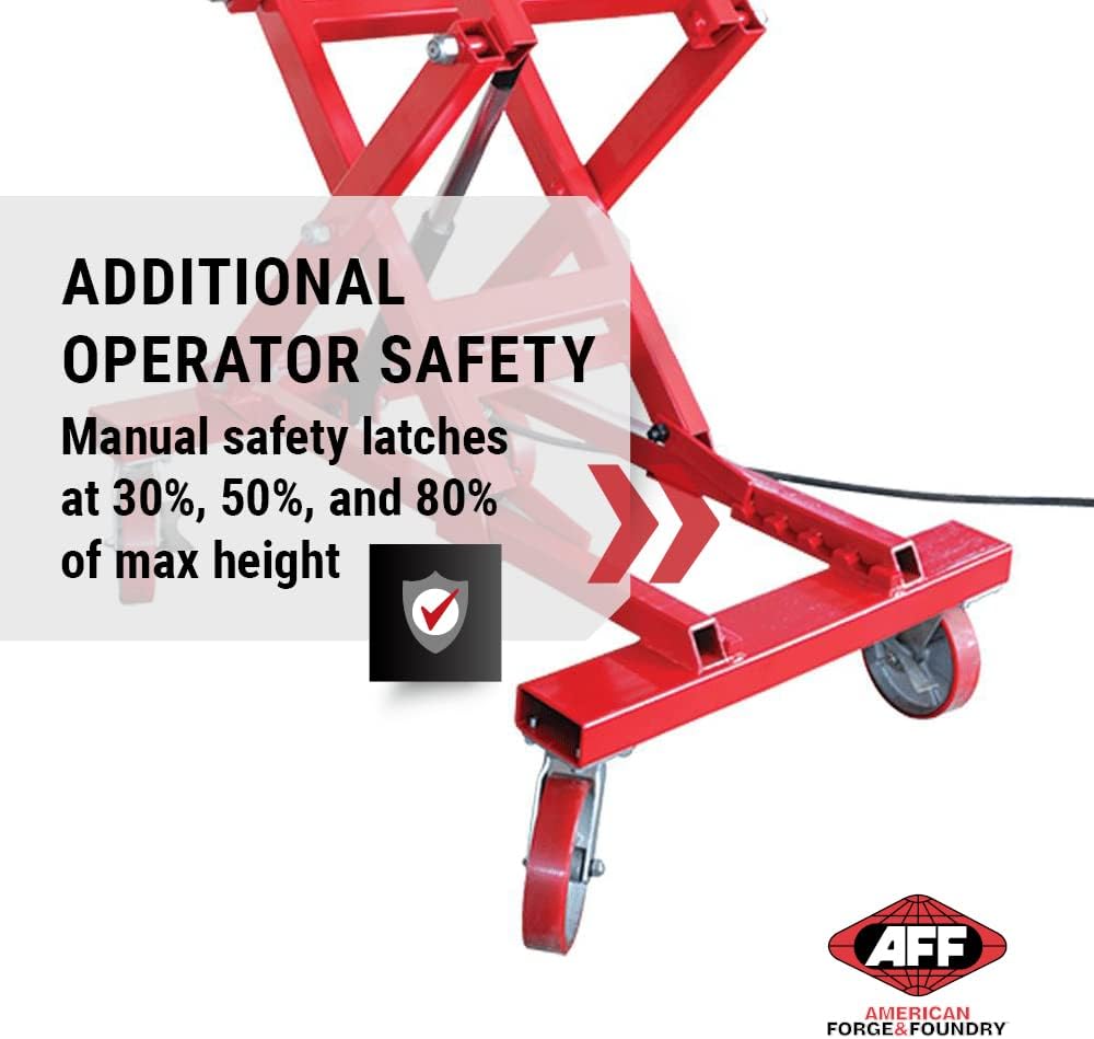 AFF Powertrain Lift Table - Air Assist Work Table with Scissor Lift Design - for Transmissions, Fuel Tanks, Engines, Transaxles, Large Electric Vehicle Batteries - 2,500 lbs Capacity