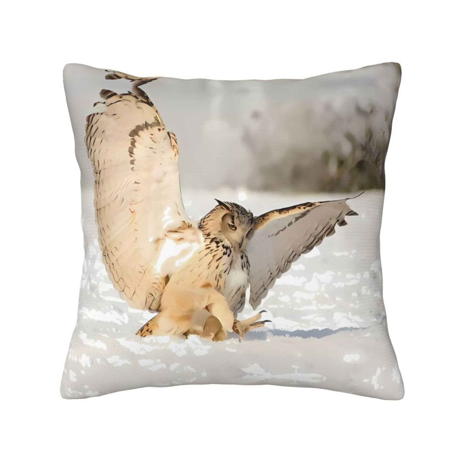 Fukeen Federa Per Cuscino Quadrata 45x45 Cm Con Gufo - In Misto Cotone E Lino, Stampa Digitale, Cerniera Nascosta (Solo Federa, Imbottitura Esclusa) - 5