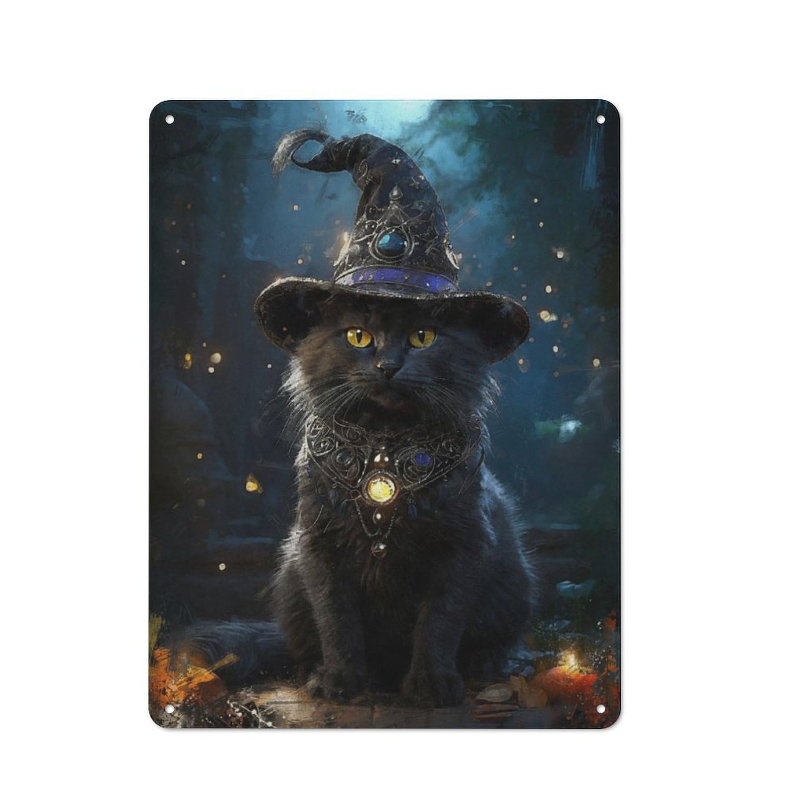 Junmoney The Purrfect Spellcaster Vintage Metal Plaque 40X30cm For Dining Room Or Kitchen, For Home Decor Collectors Refreshing A Room In Autumn