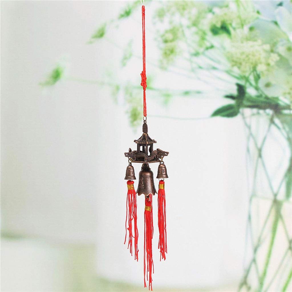 Retro-Windspiel Im Chinesischen Stil – 46 Cm, Metall Mit Bienenwachs-Optik, Glückssymbol-Fu, Für Balkon & Wohnzimmer