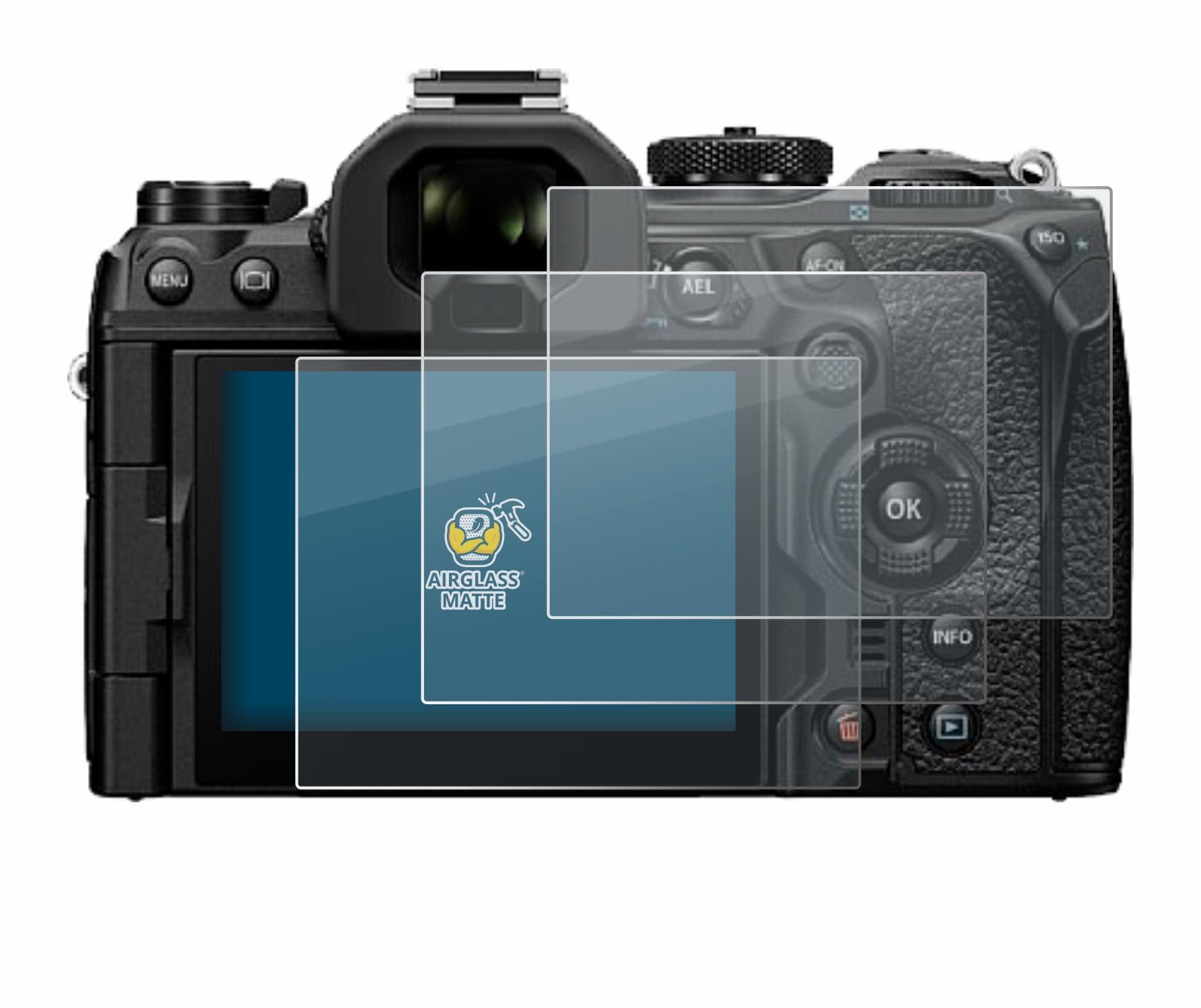 Pellicola Protettiva Per Schermo Olympus OM-1, OM-1 Mark II, OM-3 - PET HD Antigraffio - 2 Pezzi Con Applicazione Senza Bolle