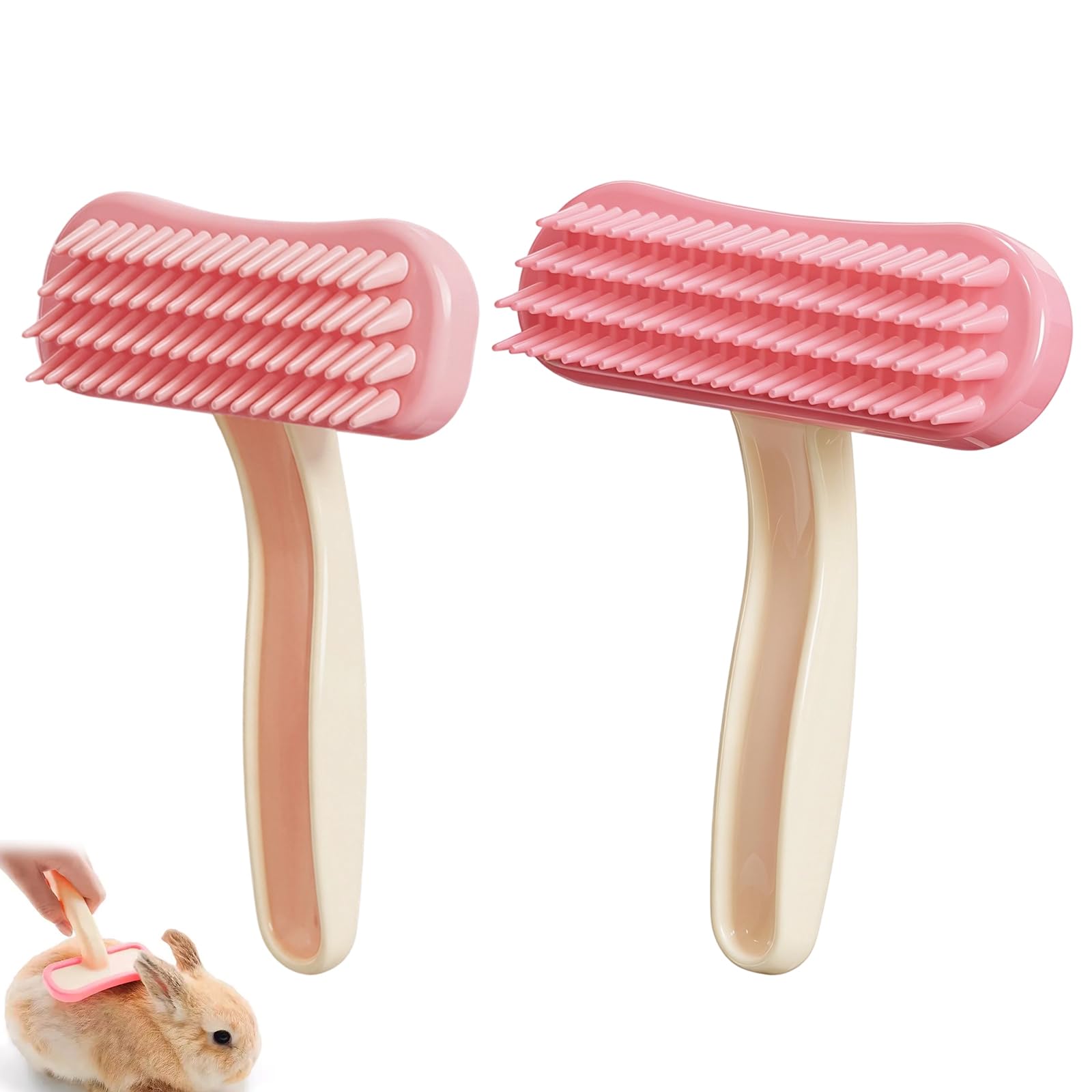 2 Pcs Rabbit Brush, Rabbit Grooming Kit Soft Silicone Bunny Puppy Kitten Brushes Small Animal Massage Comb Pet Brush for Rabbits Small Pets Guinea Pigs