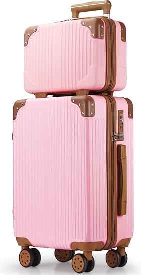 Amazon Xindzy 旅行出張 スーツケース 親子セット 化粧ケース キャリーケース 機内持込 ファスナー キャリーバッグ 超軽量 ジッパー 人気 ミニトランク Tsaローク搭載 909 L フルーツピンク Xindzy スーツケース