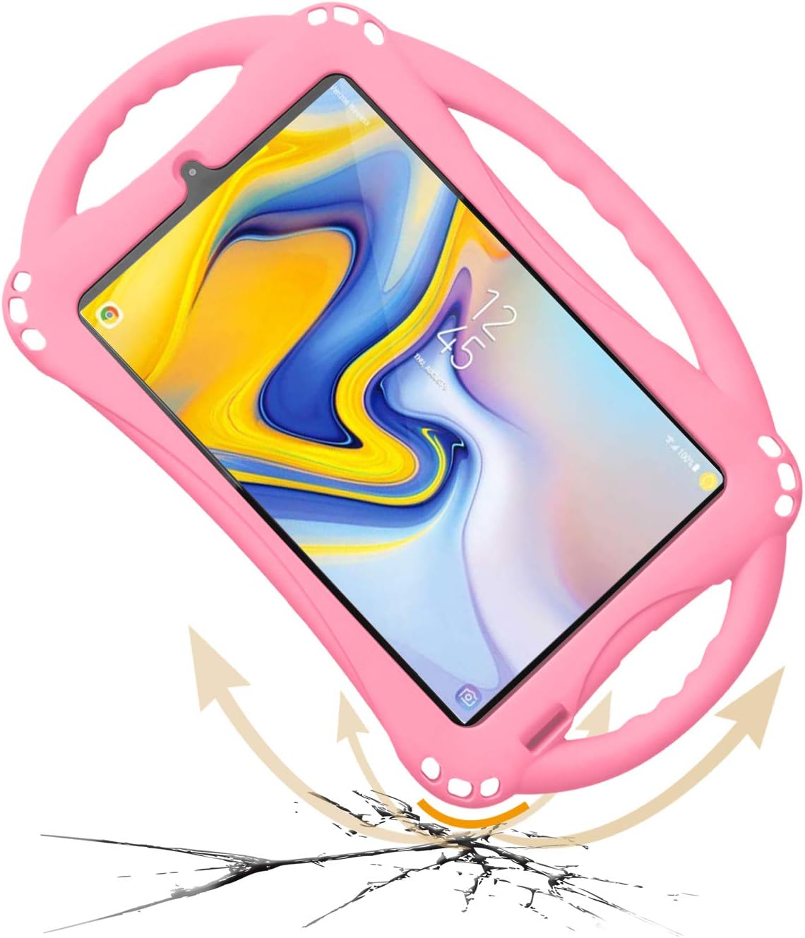 TopEsct Case for Samsung Galaxy Tab A 8.0(2018) SM-T387, Silicone Kids Shock Proof Convertible Handle Protective Cover Compatible with Samsung Galaxy Tab A 8.0 2018 Release Tablet (Pink)