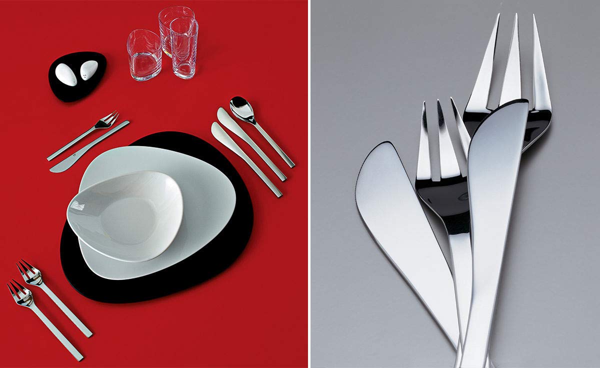 Alessi Colombina zestaw sztućców: 6 łyżek stołowych, 6 widelców stołowych, 6 noży stołowych, 6 łyżeczek do kawy, stal nierdzewna, 24-częściowy