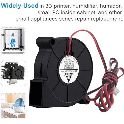 Miniatura 2 de GDSTIME Paquete de 2 ventiladores de ventilador de 1.969 in x 0.591 in, 12 V 5015 con rodamiento de bolas dual DC sin escobillas de enfriamiento
